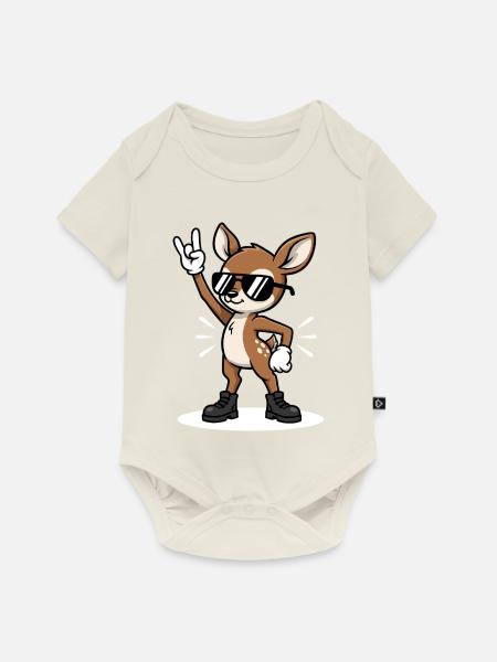 Reh Kitz Rock Musik Geschenk - Baby Premium Kurzarmbody - Naturweiß