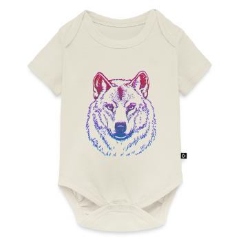 Wolf tête Graffiti - Body à manches courtes Premium Bébé - blanc cassé - Devant