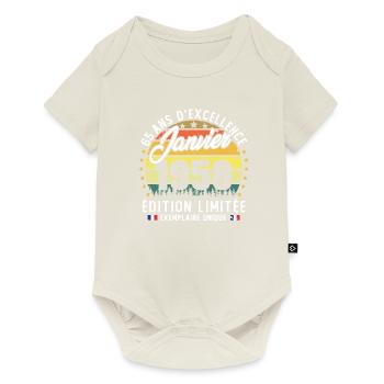 Vintage Cadeau Anniversaire 65 Ans Janvier 1958 - Body à manches courtes Premium Bébé - blanc cassé - Devant