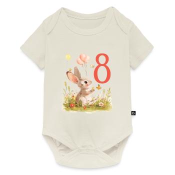 Geburtstag 8 Hase Waldtier Mädchen Acht 8 Jahre al - Baby Premium Kurzarmbody - Naturweiß - Vorne