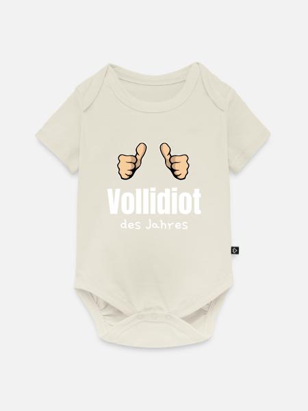Vollidiot des Jahres Trottel Dulli Geschenk Daumen - Baby Premium Kurzarmbody - Naturweiß