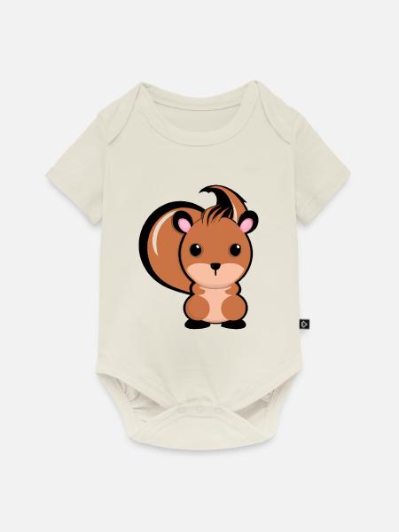 Süßes Eichhörnchen - Baby Premium Kurzarmbody - Naturweiß