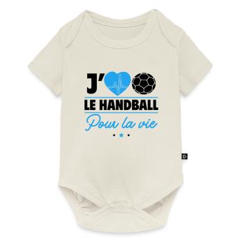 J’aime le handball pour la vie, c’est ma passion ! - Body à manches courtes Premium Bébé - blanc cassé - Devant