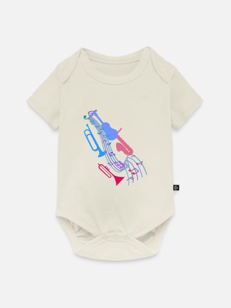 Jazz,Instrumente,Noten,Guitarre,Musik - Baby Premium Kurzarmbody - Naturweiß