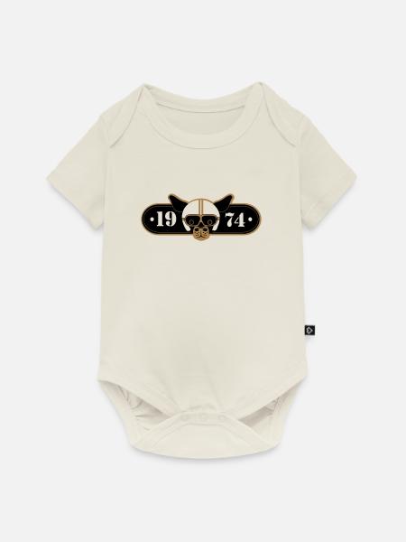 BDMCC 1974 Langer Hund - Baby Premium Kurzarmbody - Naturweiß