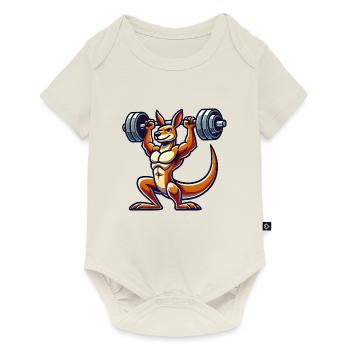 Kangourou haltère gymnase entraînement physique - Body à manches courtes Premium Bébé - blanc cassé - Devant