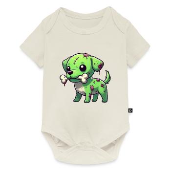 Mignon Halloween chien zombie beagle avec os - Body à manches courtes Premium Bébé - blanc cassé - Devant