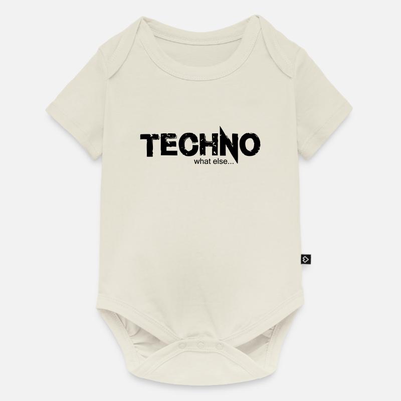 TECHNO what else.... Design 2 - Baby Premium Kurzarmbody - Naturweiß
