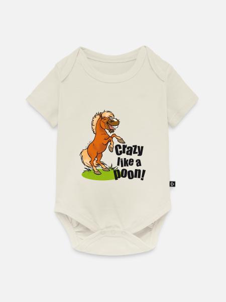 Verrückter Pony schwarzer Text - Baby Premium Kurzarmbody - Naturweiß