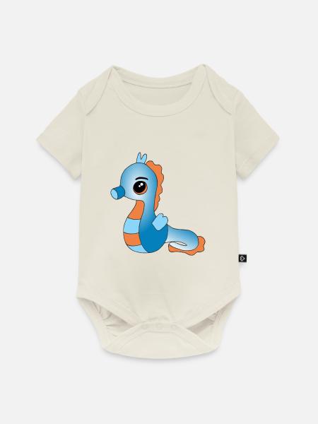Knuffiges Seepferdchen - Baby Premium Kurzarmbody - Naturweiß