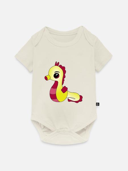 Knuffiges Seepferdchen - Baby Premium Kurzarmbody - Naturweiß