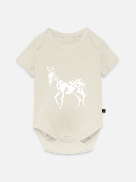 Esel Maultier - Baby Premium Kurzarmbody - Naturweiß