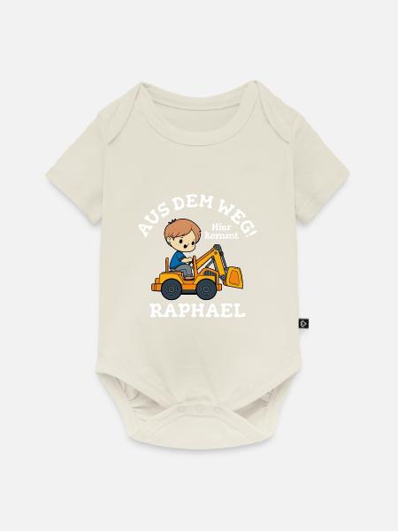 Raphael Vorname Bagger - Baby Premium Kurzarmbody - Naturweiß