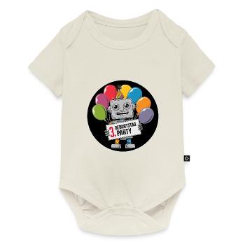 3 Jahre dritter Geburtstag Roboter mit Luftballons - Baby Premium Kurzarmbody - Naturweiß - Vorne