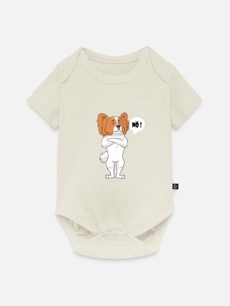Papillon Hund - Papillon - Baby Premium Kurzarmbody - Naturweiß