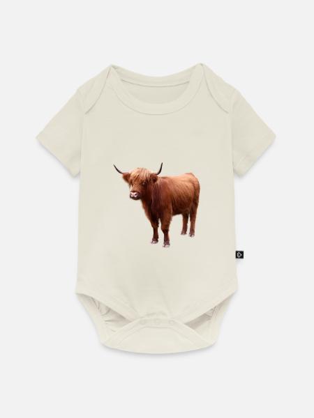 Schottisches Hochlandrind - Baby Premium Kurzarmbody - Naturweiß
