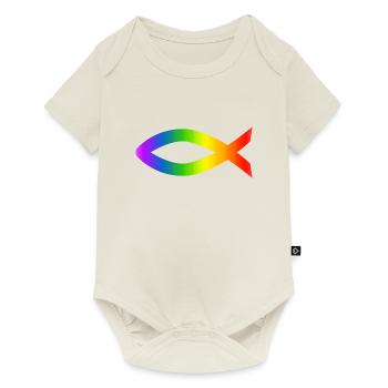 Ichthys Arc-en-ciel de Christl symbole poisson - Body à manches courtes Premium Bébé - blanc cassé - Devant