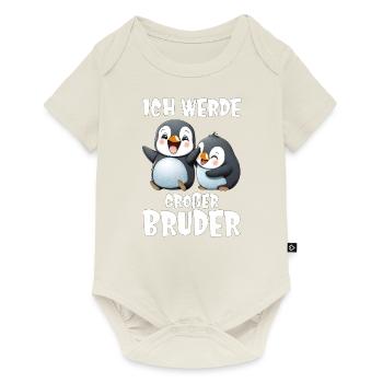 Ich werde ein großer Bruder Pinguin zwei Pinguine - Baby Premium Kurzarmbody - Naturweiß - Vorne