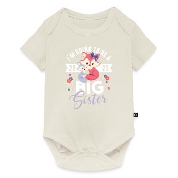 Ich werde große Schwester 2023 Fuchs Baby Mädchen - Baby Premium Kurzarmbody - Naturweiß - Vorne