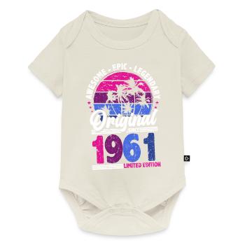 1961 Vintage anniversaire rétro Vintage cadeau - Body à manches courtes Premium Bébé - blanc cassé - Devant