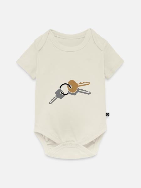 Sleutelhanger - clé - sleutelhanger - Premium babyrompertje met korte mouwen  - natuurwit