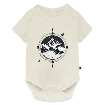Boussole avec montagnes pour la randonnée - Body à manches courtes Premium Bébé - blanc cassé - Devant