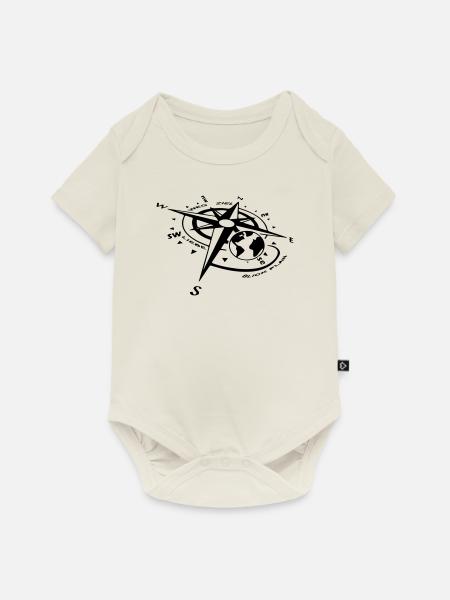 Kompass Weg Ziel Bstyled Freizeitmode - Baby Premium Kurzarmbody - Naturweiß