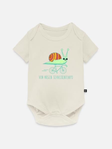 Lustige Schnecke fährt Fahrrad (b) - Baby Premium Kurzarmbody - Naturweiß