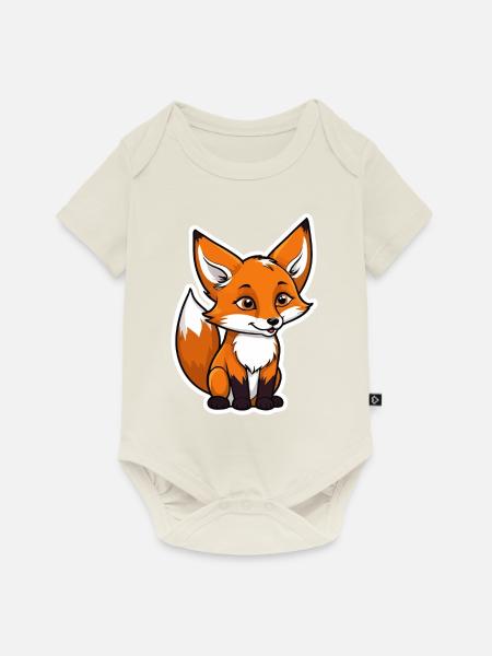 Fuchs Illustration - Baby Premium Kurzarmbody - Naturweiß