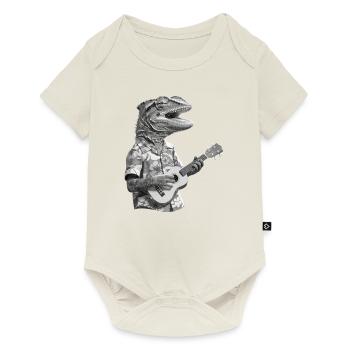 Chameleon plays ukulele black and white - Baby Premium short-sleeve bodysuit - off white - Front