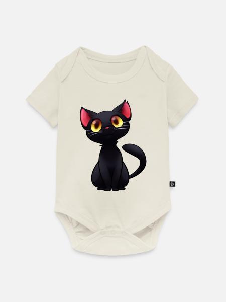 Schwarze Katze - schwarze Katze - Baby Premium Kurzarmbody - Naturweiß