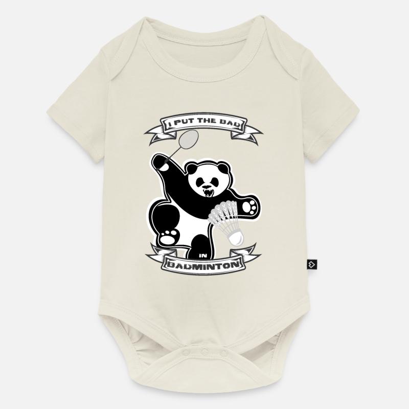 Panda Badminton - Body à manches courtes Premium Bébé - blanc cassé