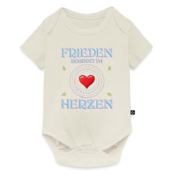 Frieden beginnt im Herzen (in 100 Sprachen) - Baby Premium Kurzarmbody - Naturweiß - Vorne