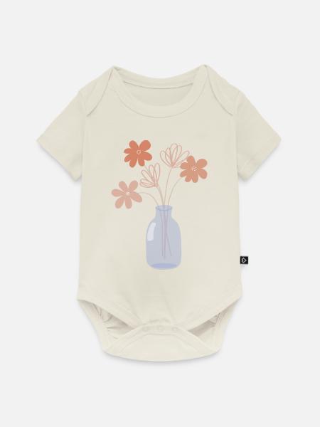 Blumen in Vase - Baby Premium Kurzarmbody - Naturweiß