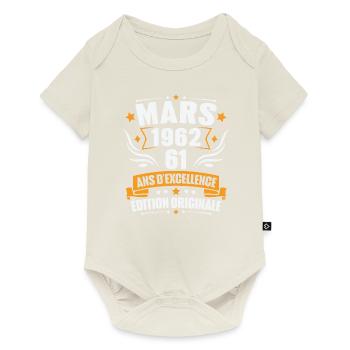 Vintage Cadeau Mars 1962, 61 Ans Anniversaire - Body à manches courtes Premium Bébé - blanc cassé - Devant
