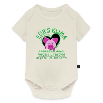 Schwein männl.Klima Vegan Planet Retten SabineVega - Baby Premium Kurzarmbody - Naturweiß - Vorne