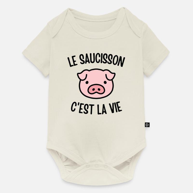 Le saucisson c'est la vie - Body à manches courtes Premium Bébé - blanc cassé