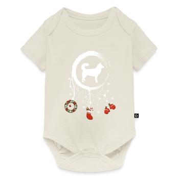 Sibirischer Husky Weihnachten Weihnachtstraumfänge - Baby Premium Kurzarmbody - Naturweiß - Vorne