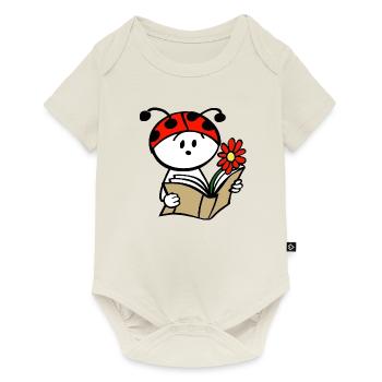 Coccinelle mignonne avec livre - Body à manches courtes Premium Bébé - blanc cassé - Devant