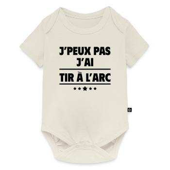 J'peux pas j'ai tir à l'arc, archer, archère - Body à manches courtes Premium Bébé - blanc cassé - Devant