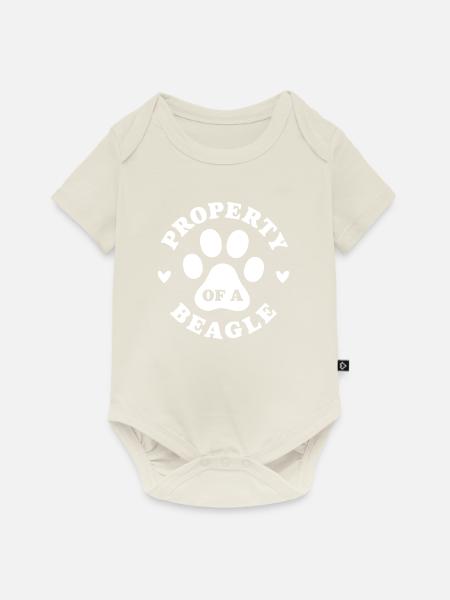 Eigentum eines Beagle - Baby Premium Kurzarmbody - Naturweiß
