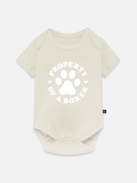 Eigentum eines Boxers - Baby Premium Kurzarmbody - Naturweiß