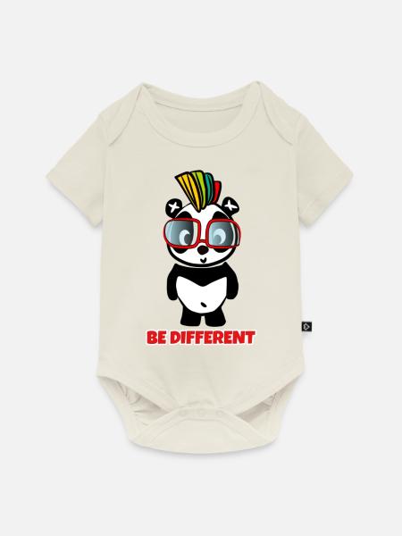 Be Different - Crazy Pandabear - Baby Premium Kurzarmbody - Naturweiß