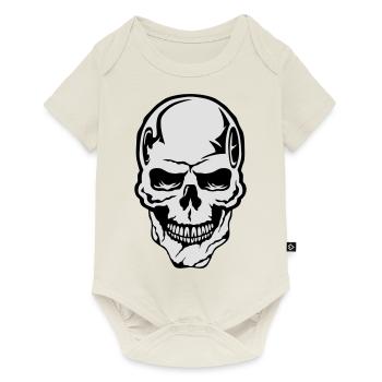 tete de mort halloween crane dessin 444076 - Body à manches courtes Premium Bébé - blanc cassé - Devant