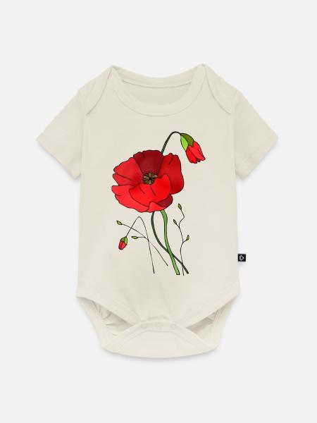 Blume - Baby Premium Kurzarmbody - Naturweiß