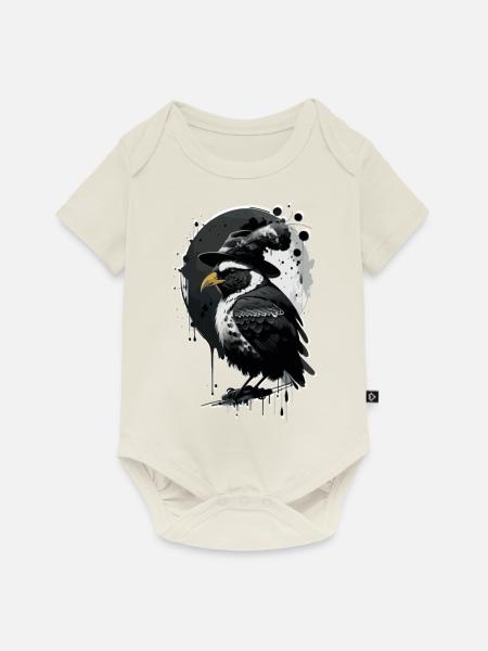 Vogel mit Hut - Baby Premium Kurzarmbody - Naturweiß