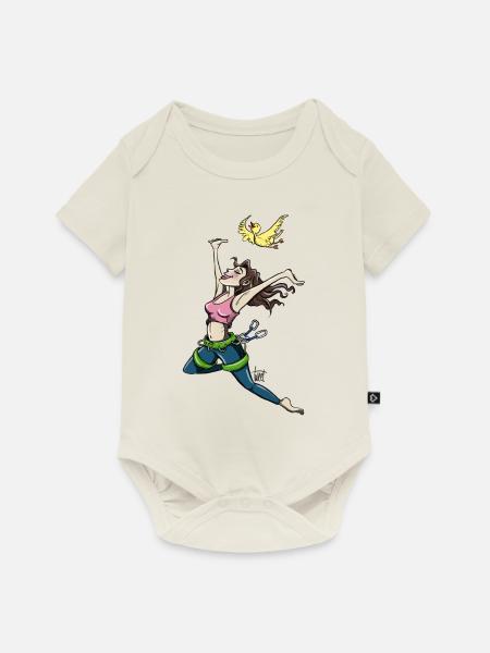 Fliegende Kletterin mit Vogel - Baby Premium Kurzarmbody - Naturweiß