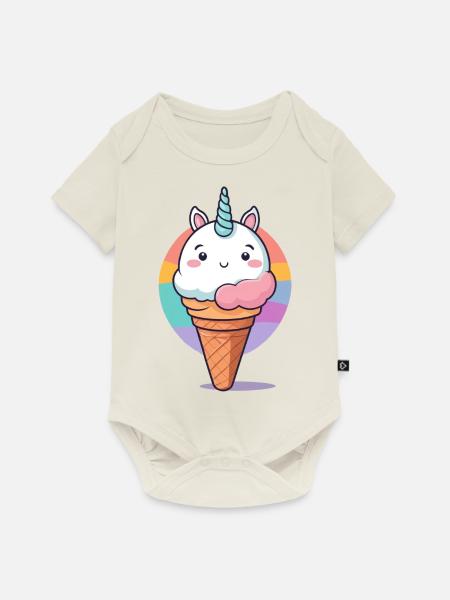 Einhorn Eis - Baby Premium Kurzarmbody - Naturweiß