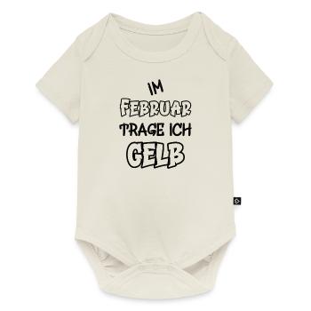 En février, je porte du jaune en disant la couleur jaune - Body à manches courtes Premium Bébé - blanc cassé - Devant
