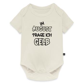 En août, je porte du jaune en disant couleur jaune - Body à manches courtes Premium Bébé - blanc cassé - Devant